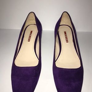 Prada sport purple suede wedges
